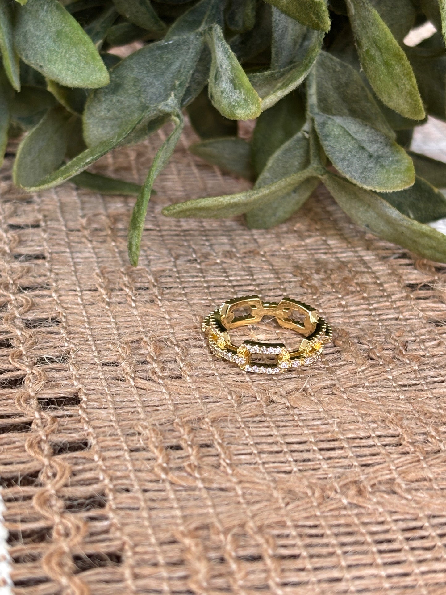 Pave Link Ring-Gold