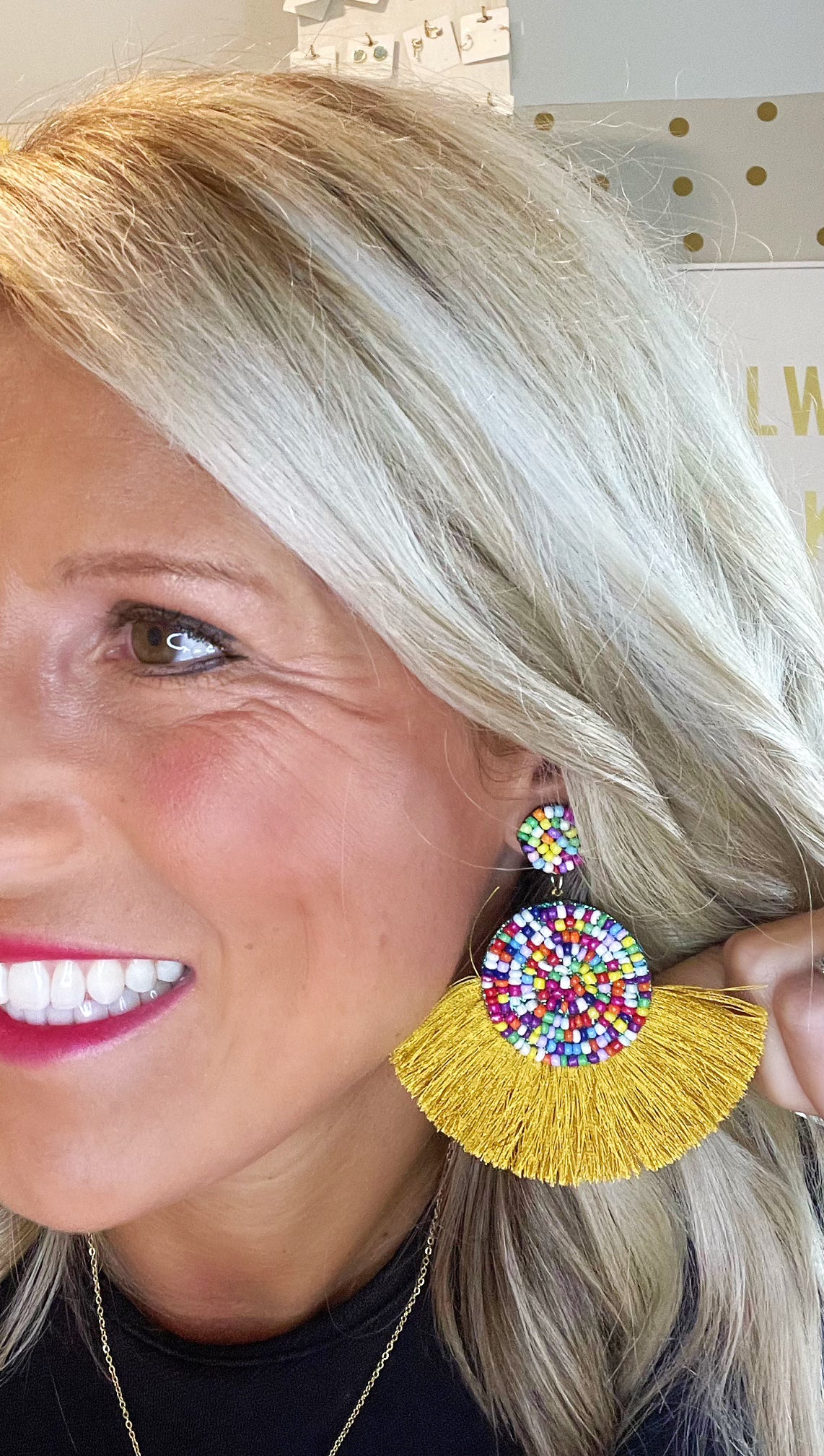 Mustard Yellow Fringe Earrings