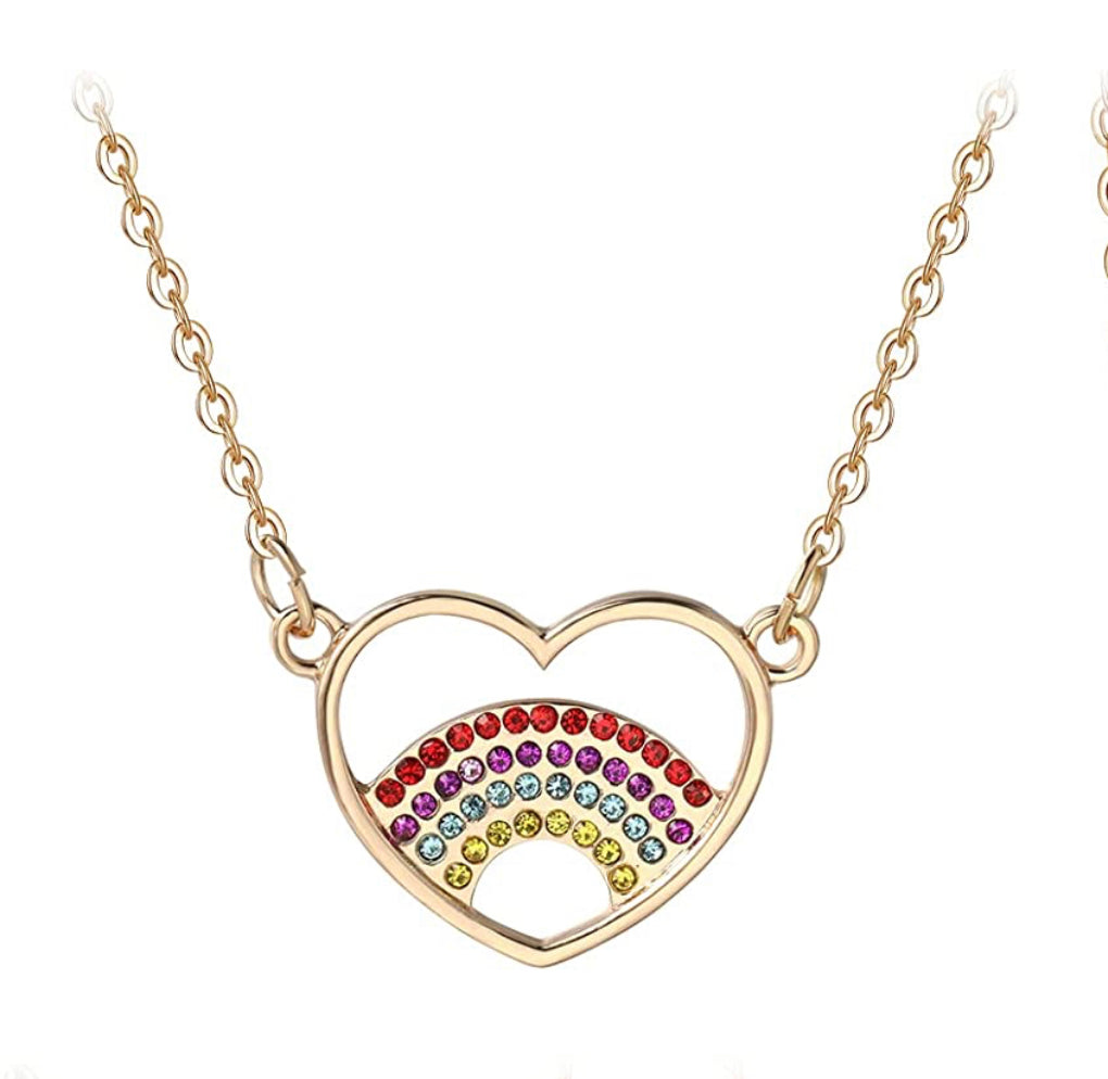 All My Favorites Pendant Necklace-Rainbow Heart