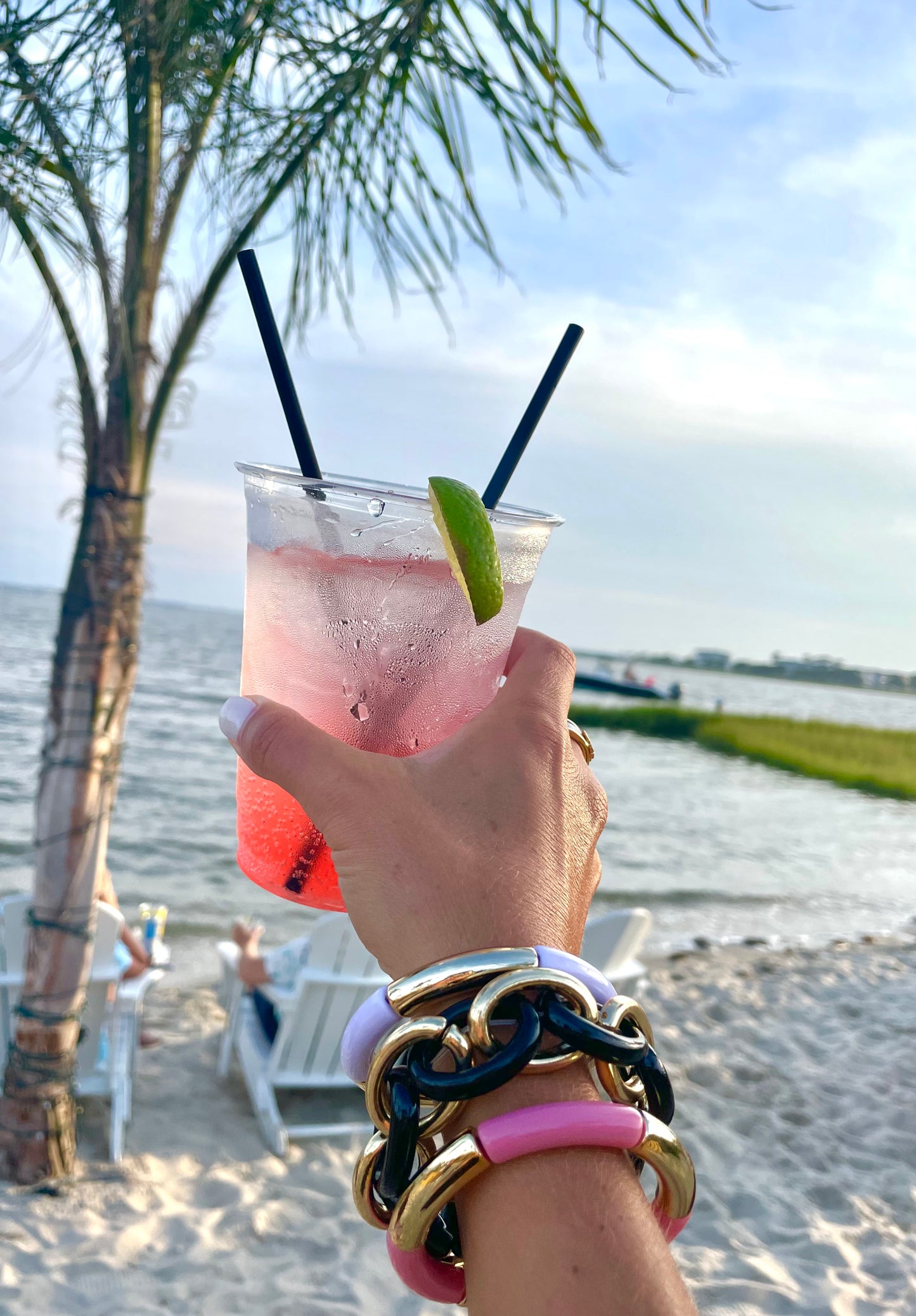 Pink & Gold Tube Bracelet