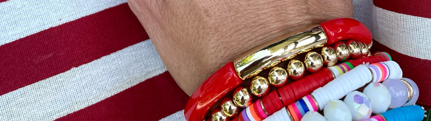 Red & Gold Tube Bracelet