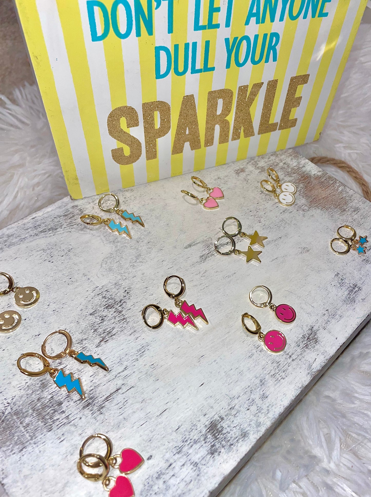 Hoop & Light Pink Heart Earrings
