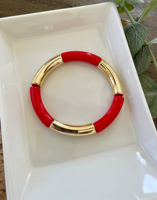 Red & Gold Tube Bracelet