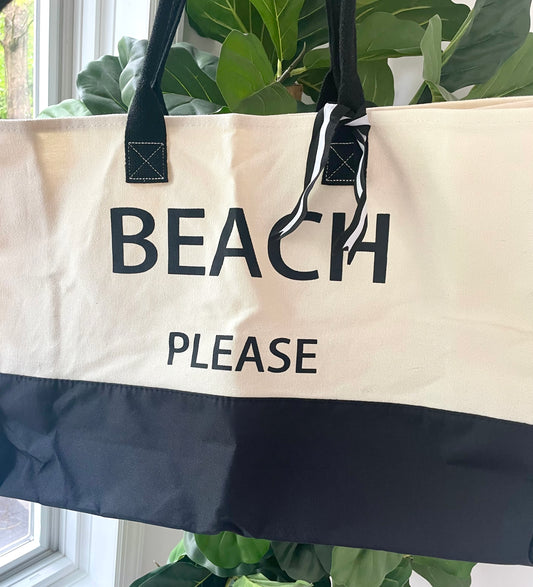 “Beach Please” Canvas Tote