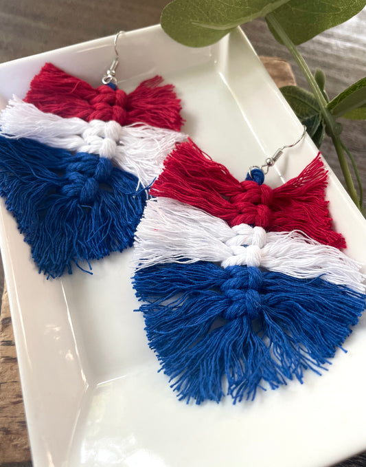 Red, White, & Blue Boho Earrings