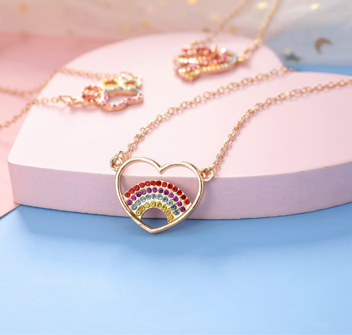 All My Favorites Pendant Necklace-Rainbow Heart