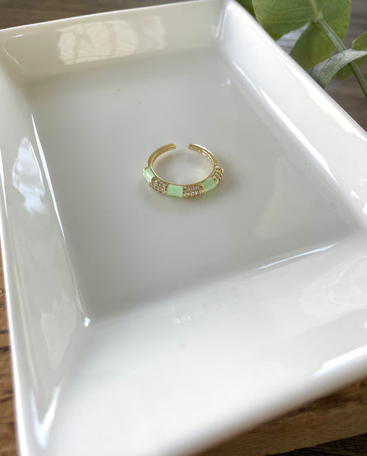 Colorful Copper Enamel Ring-Mint Green