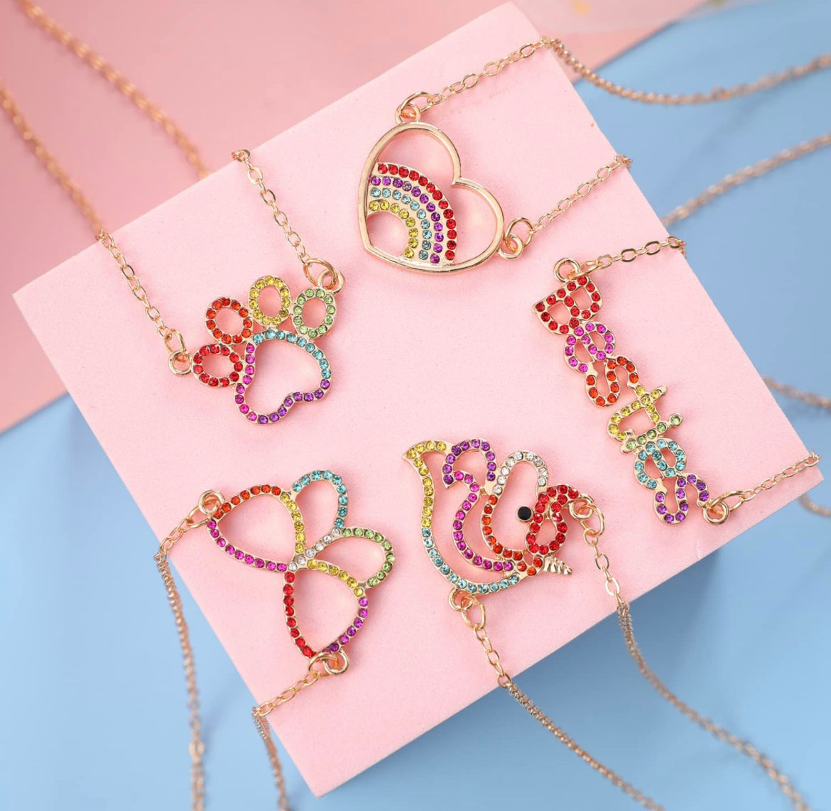 All My Favorites Pendant Necklace-Rainbow Heart