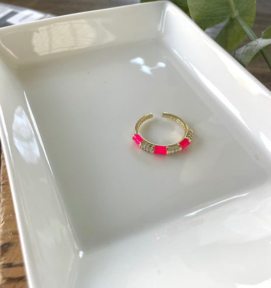 Colorful Copper Enamel Ring-Hot Pink