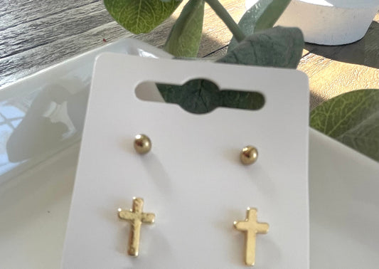 Cross Stud Set-Gold