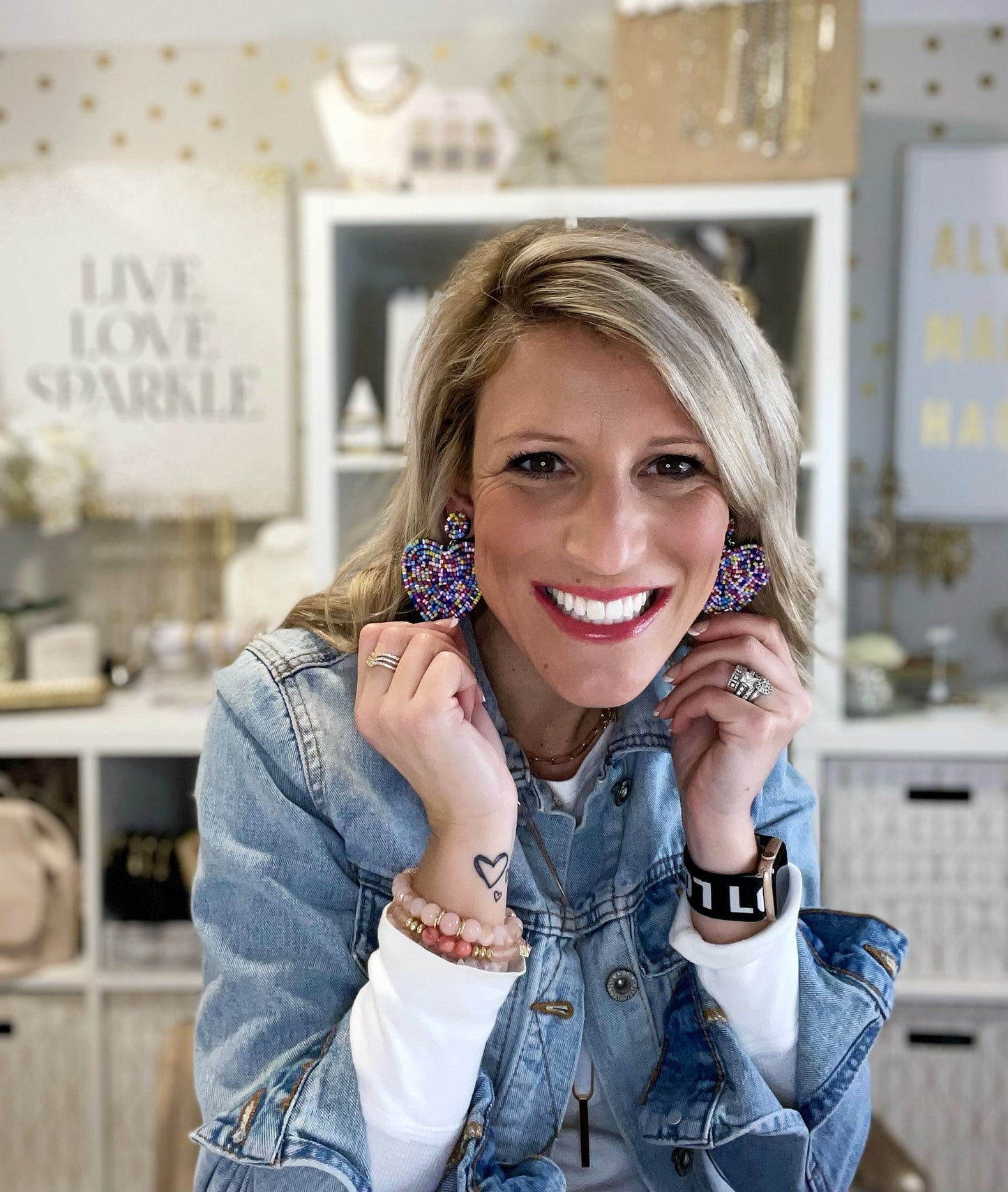 Beaded Heart Earrings