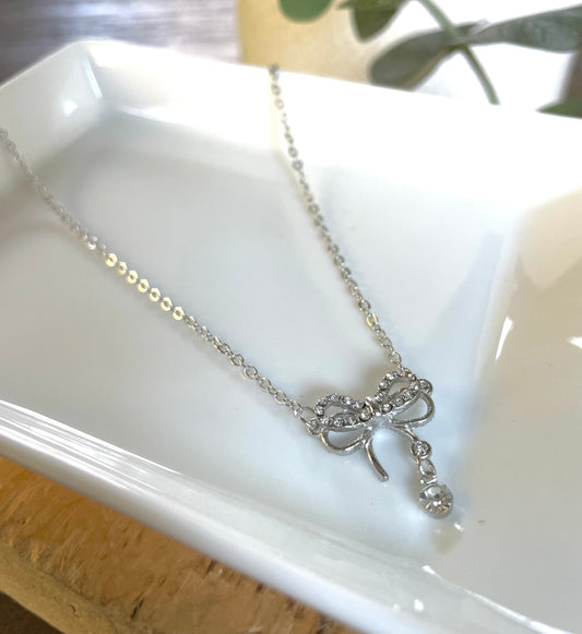 Silver Bow Necklace