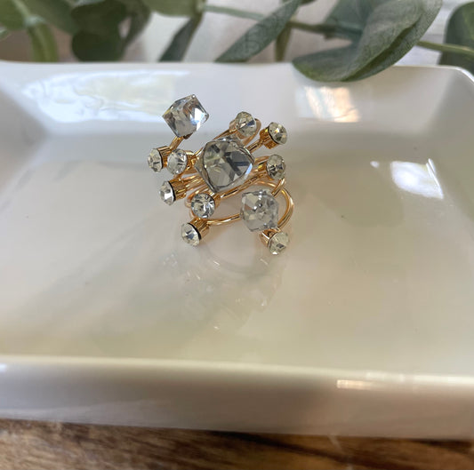 Crystal Slide Cocktail Ring