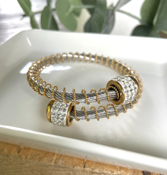 Mixed Metal Coil Bracelet