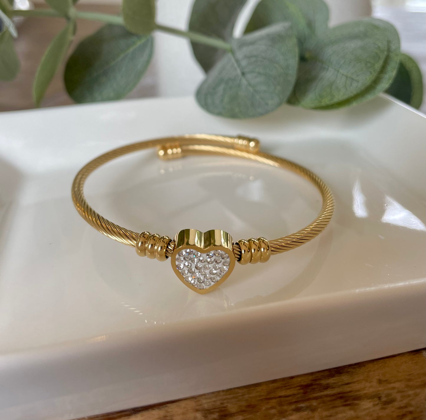 Gold Pave Heart Bracelet