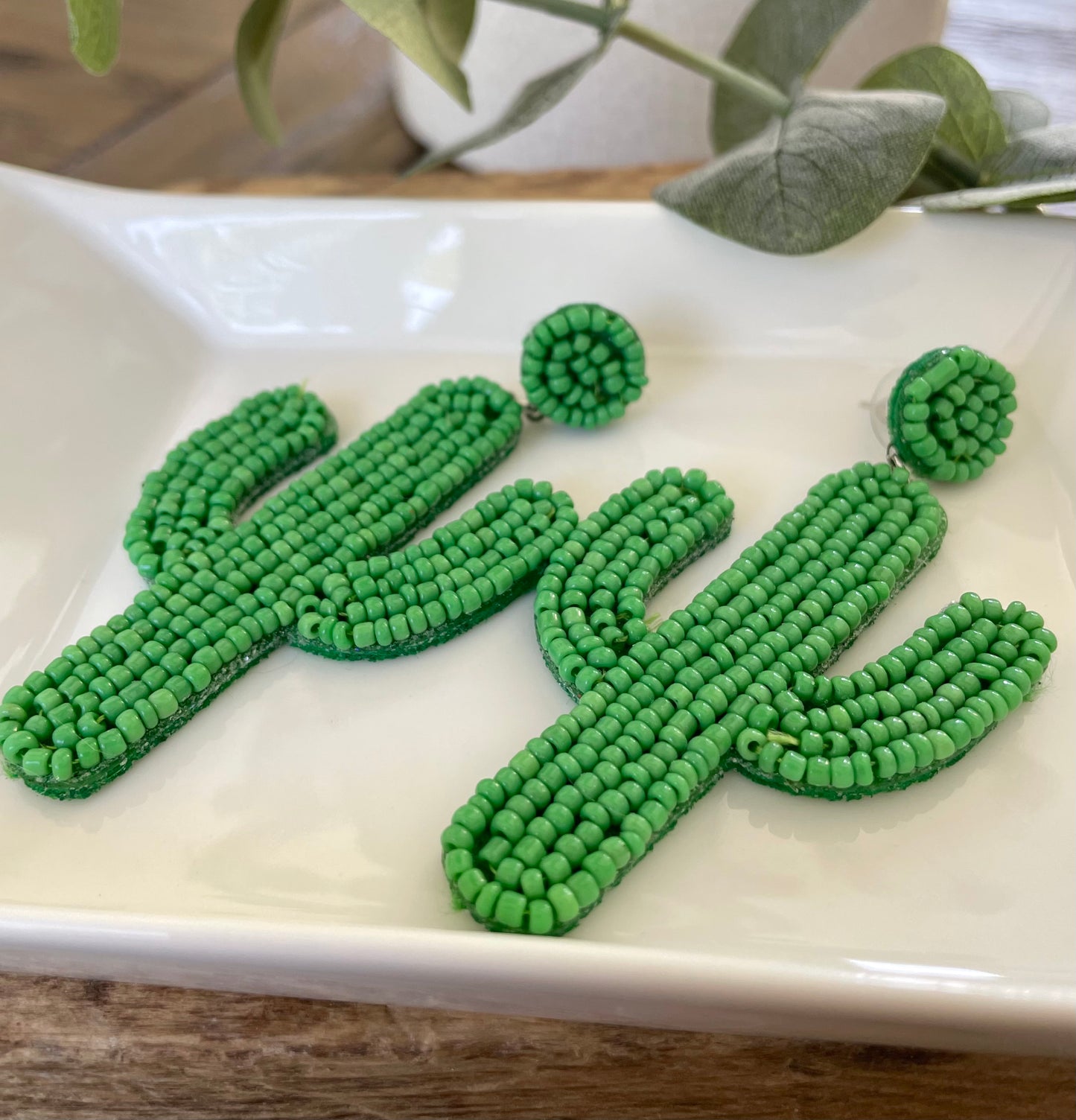 Beaded Cactus Earrings