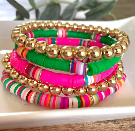 Pink & Green Bracelet Stack