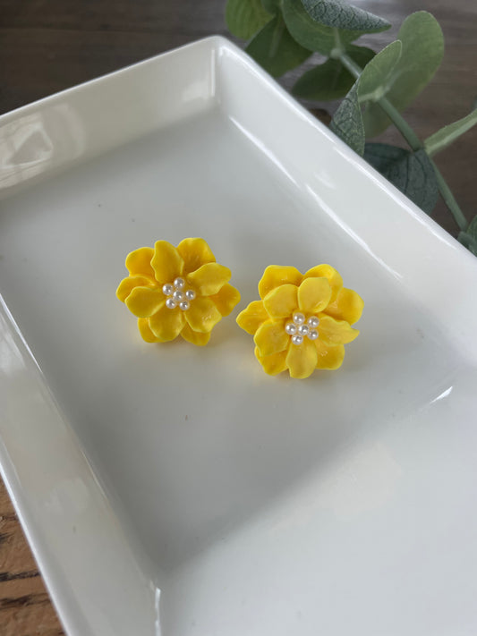 Yellow Flower Studs