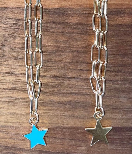 Paperclip Link Necklace with Star Charm