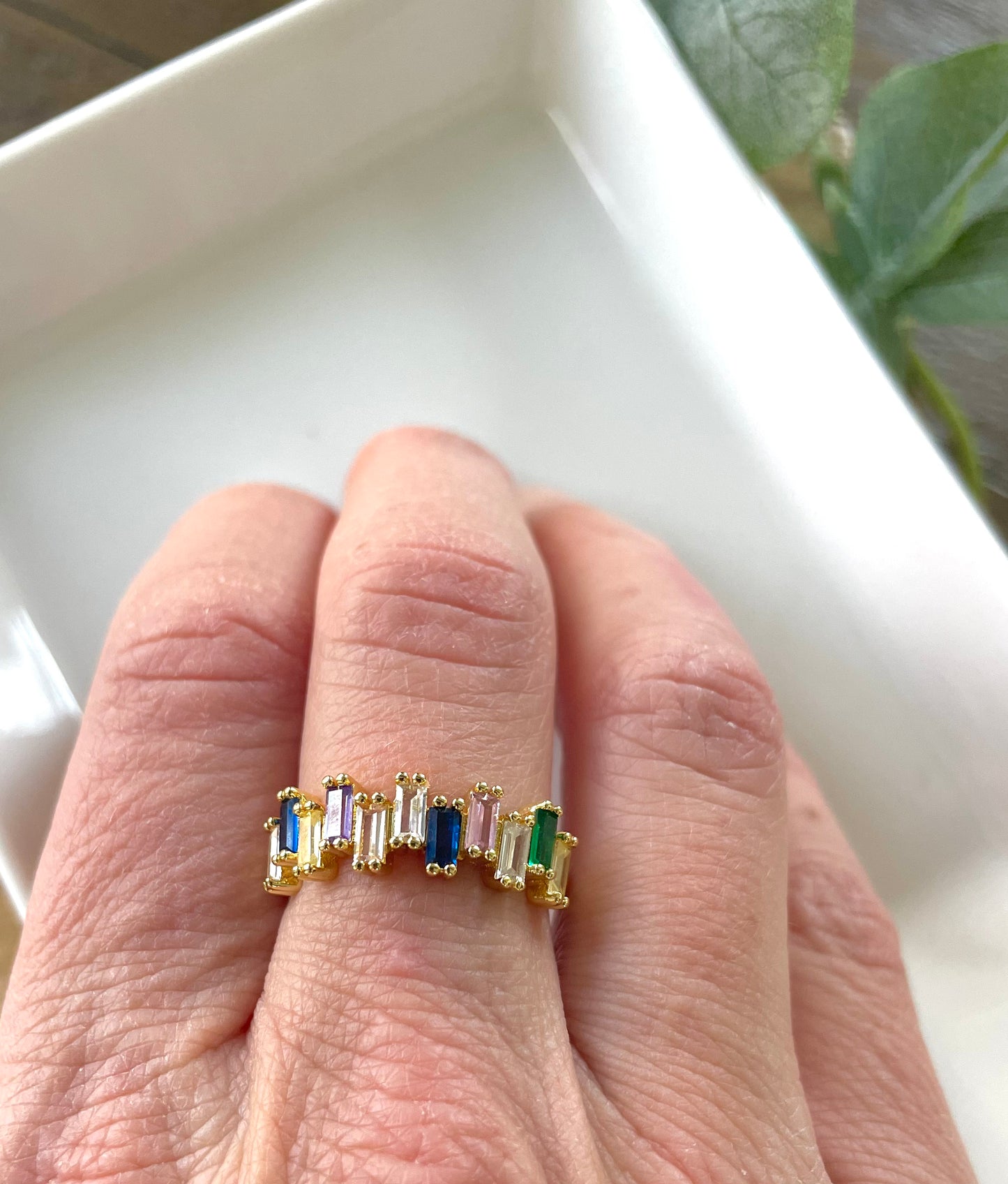 Multicolor Baguette Ring