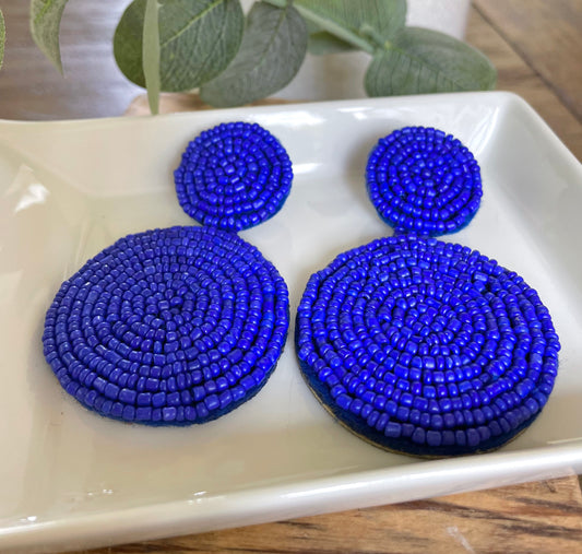 Blue Beaded Earrings