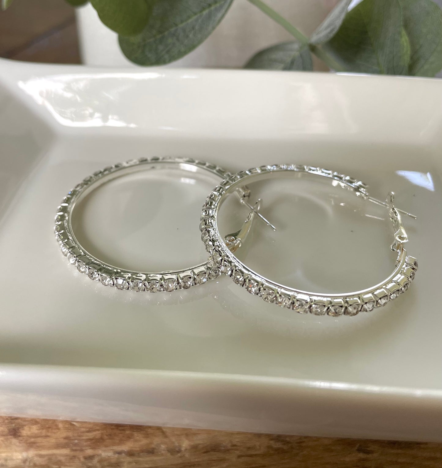 Silver Pave Hoops