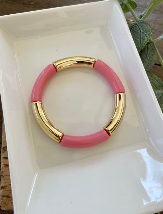 Pink & Gold Tube Bracelet