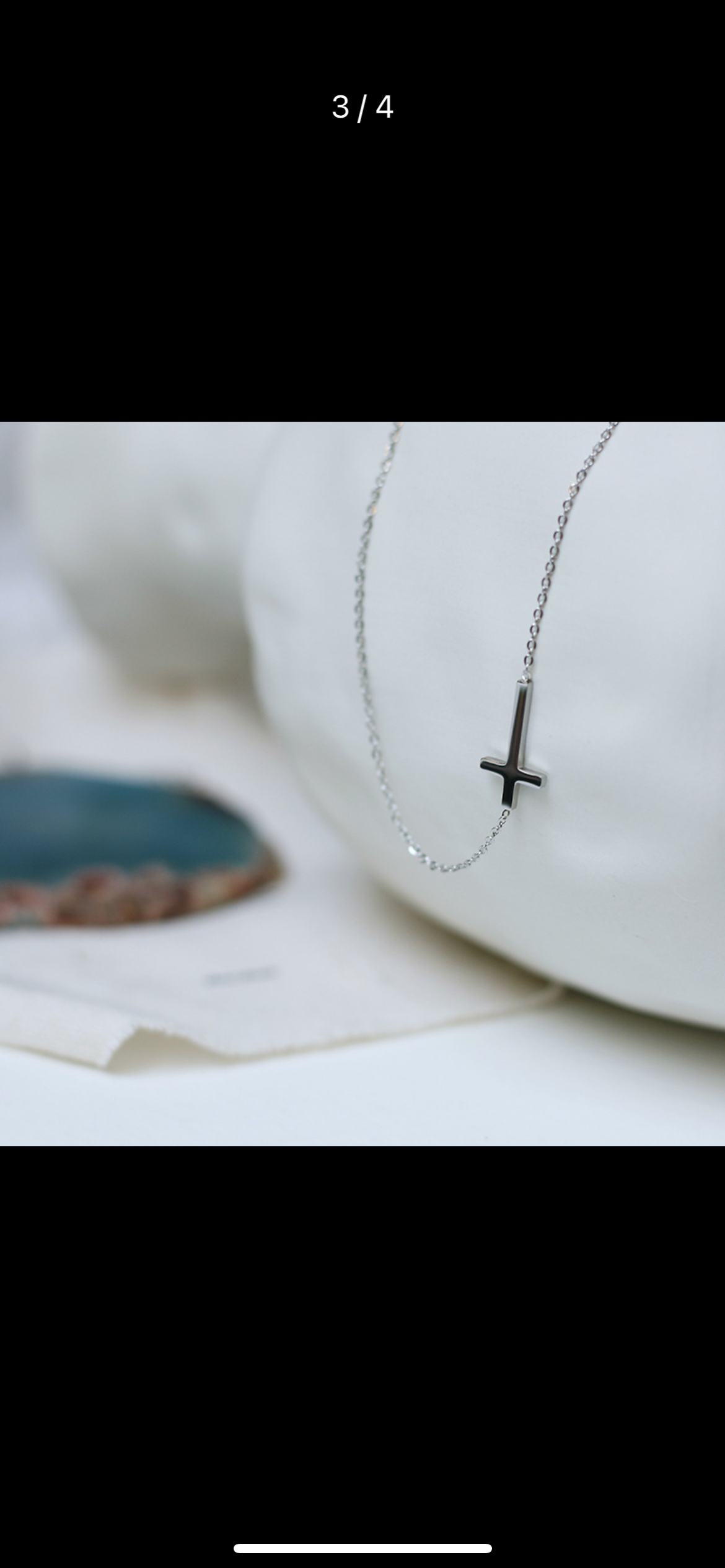 Sideways Cross Necklace-Silver