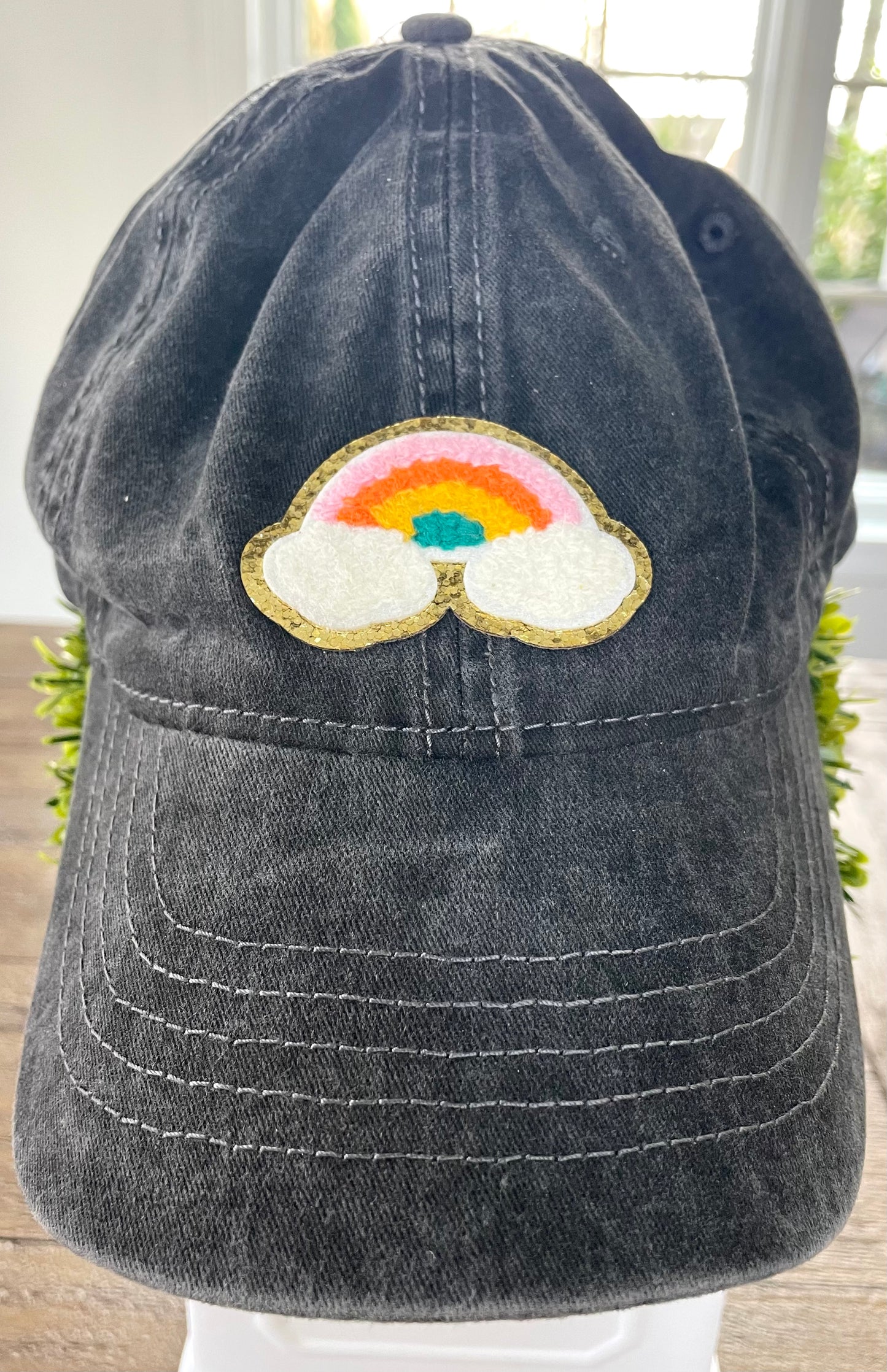 Faded Black Hat with Patch