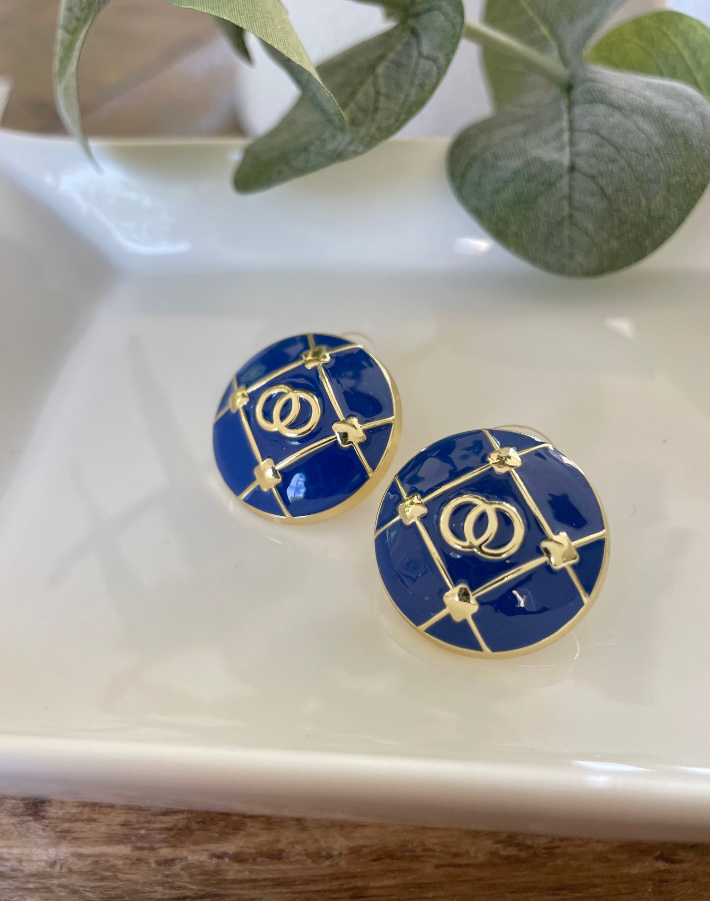 Designer Inspired Studs-Navy