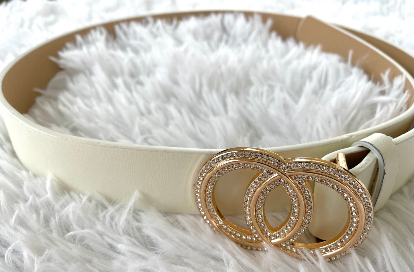 Off White Gold & Rhinestone Circle Belt