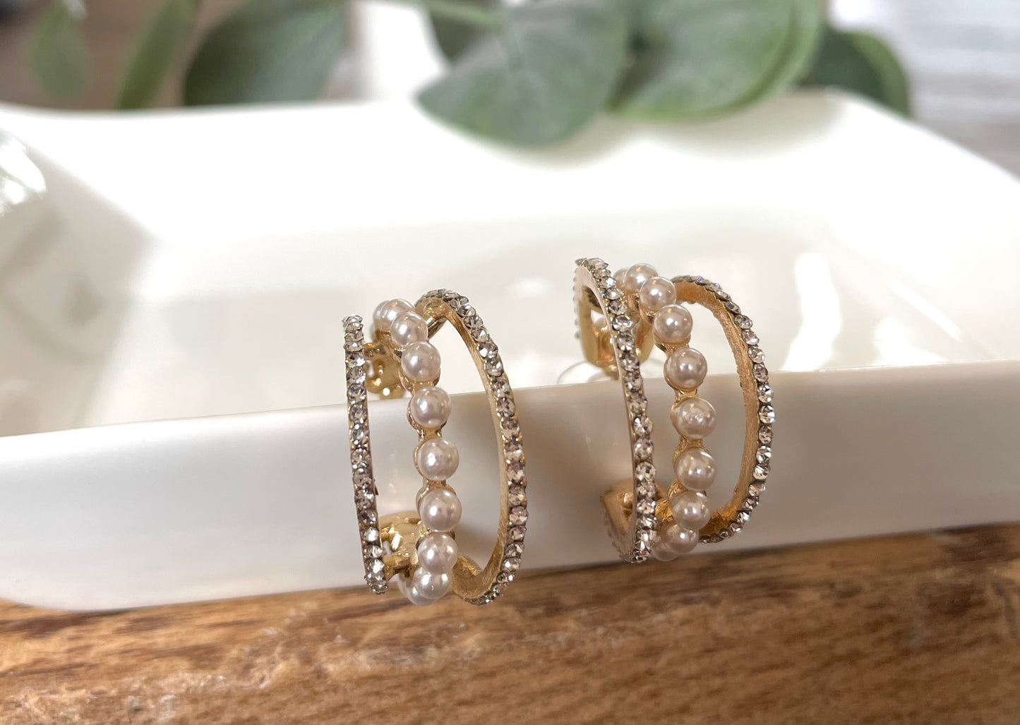 Pearl Pave Trio Hoops