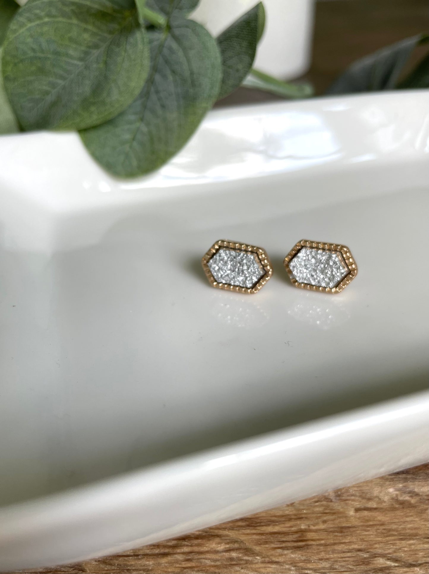 Silver Druzy Studs