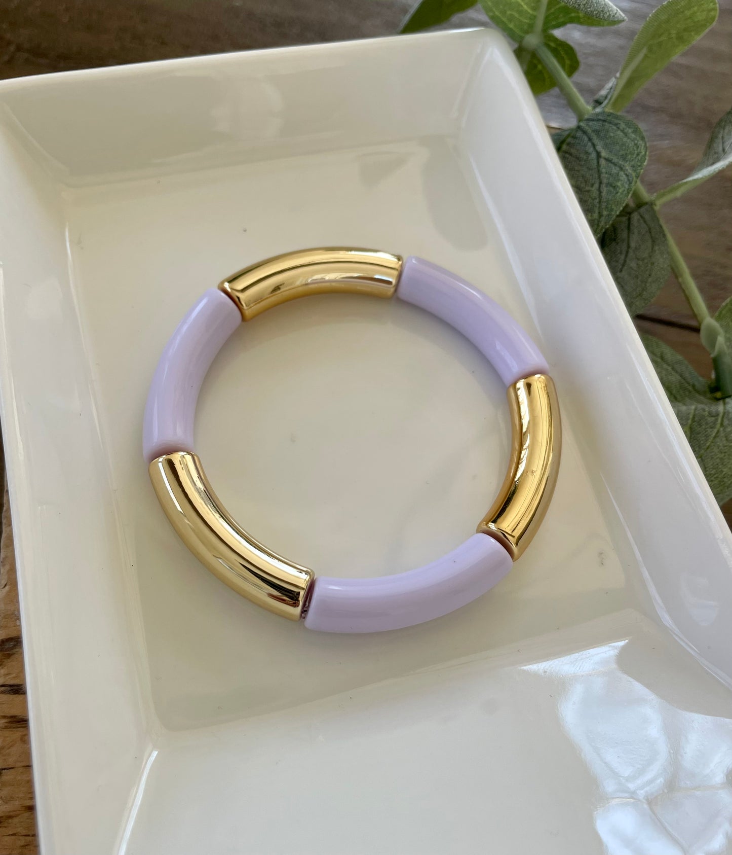 Lavender & Gold Tube Bracelet