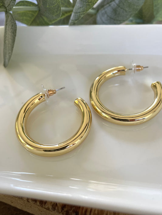 Gold Puffed Hoops