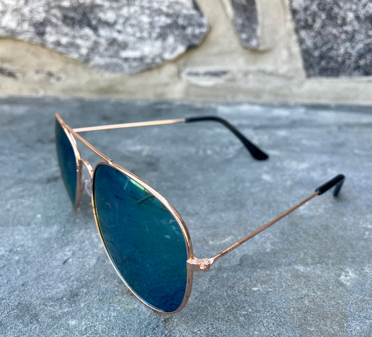 Retro Gradient Gold Aviator Sunglasses
