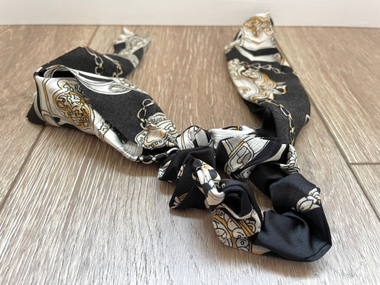 Scrunchy Hair Tie Scarf-Black