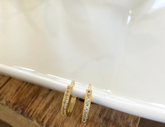 Pave Gold Huggie Hoops