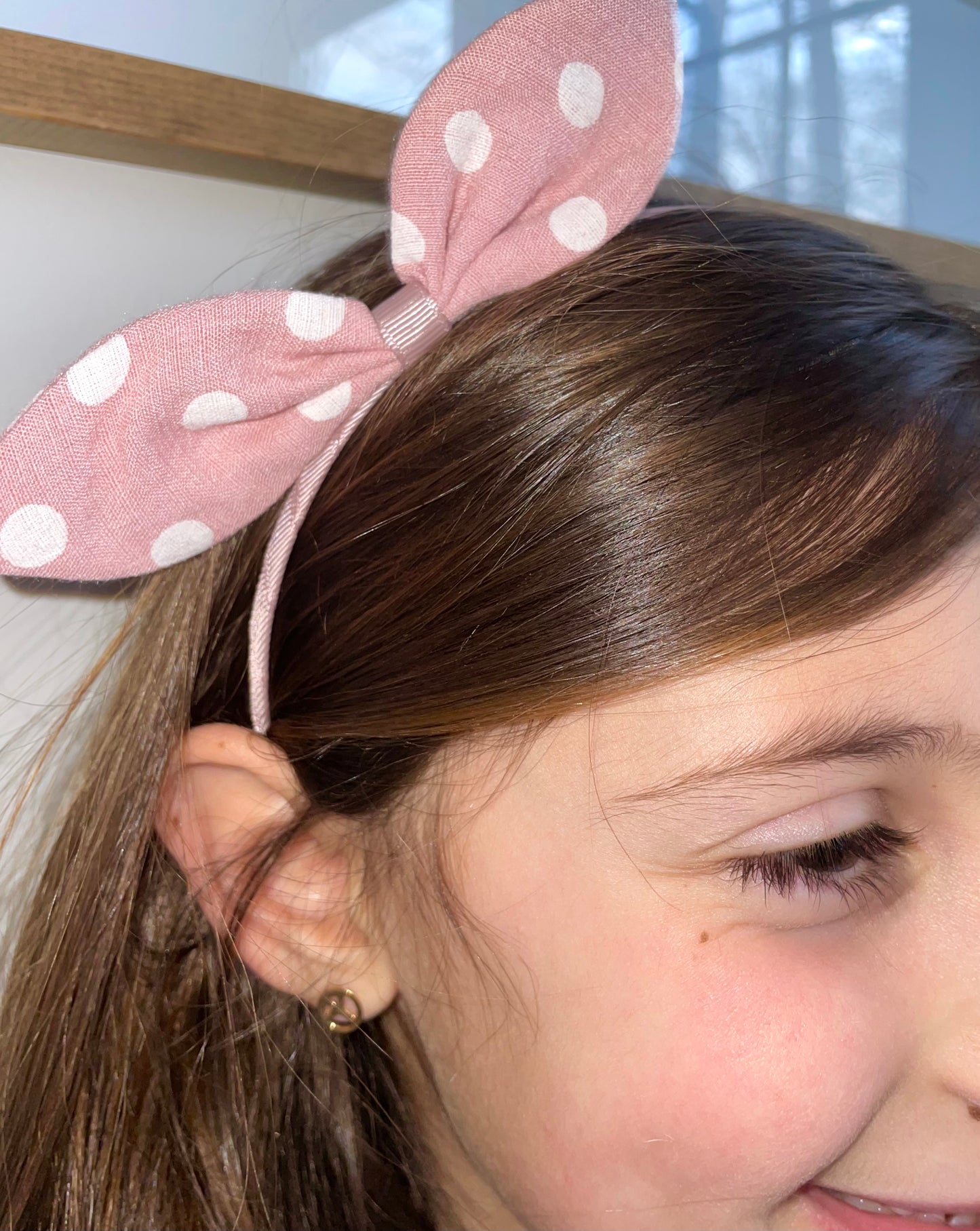 Polka Dot Bow Headband-Pink