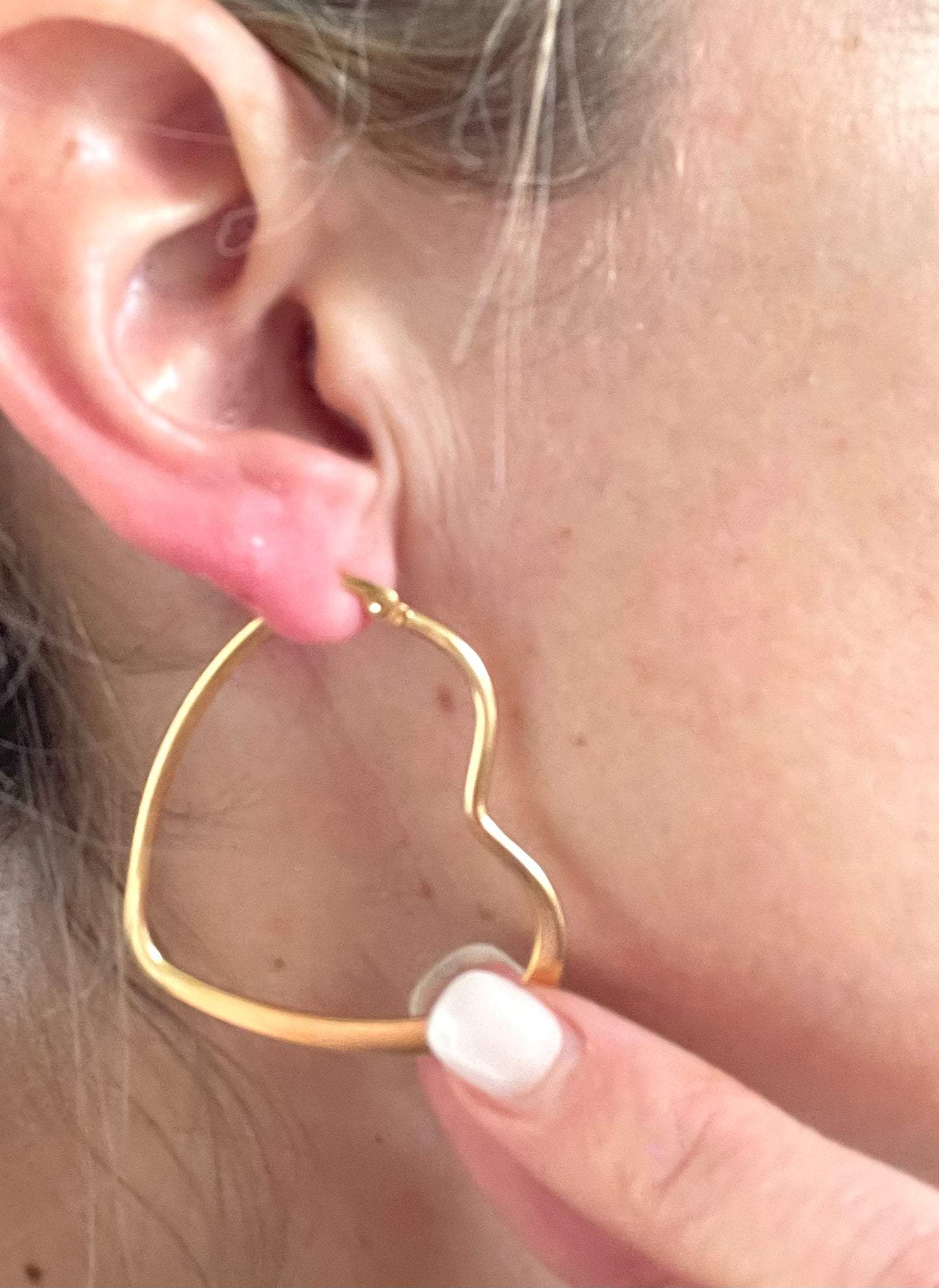 Gold Heart Hoops