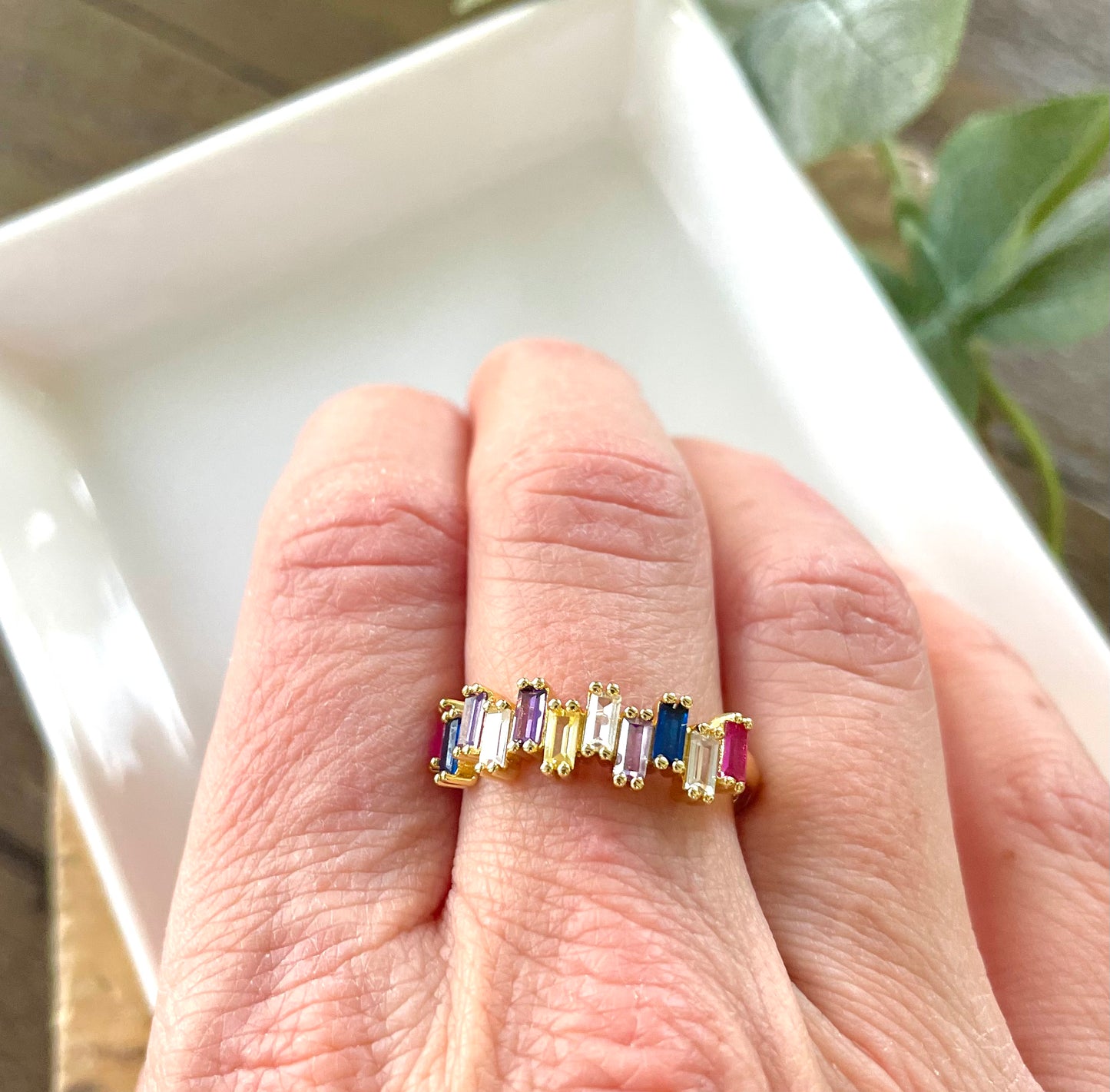 Multicolor Baguette Ring