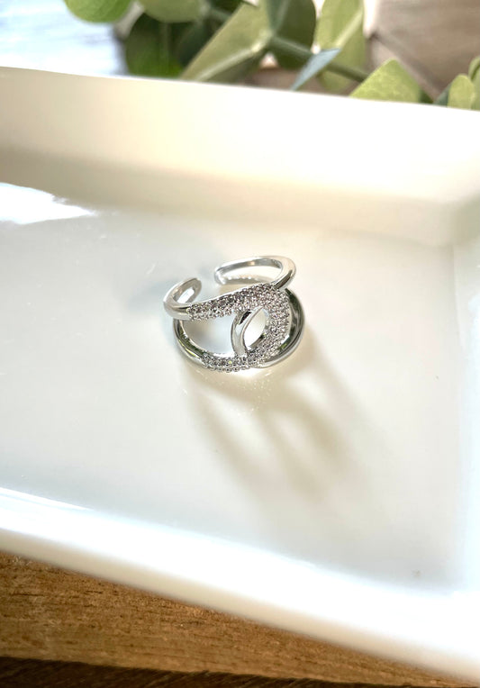 Pave Huggie Ring-Silver