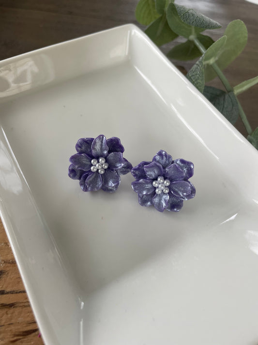 Purple Flower Studs