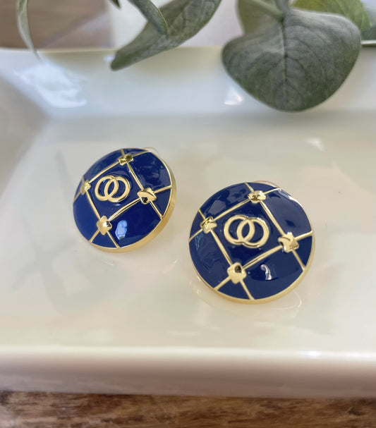 Designer Inspired Studs-Navy