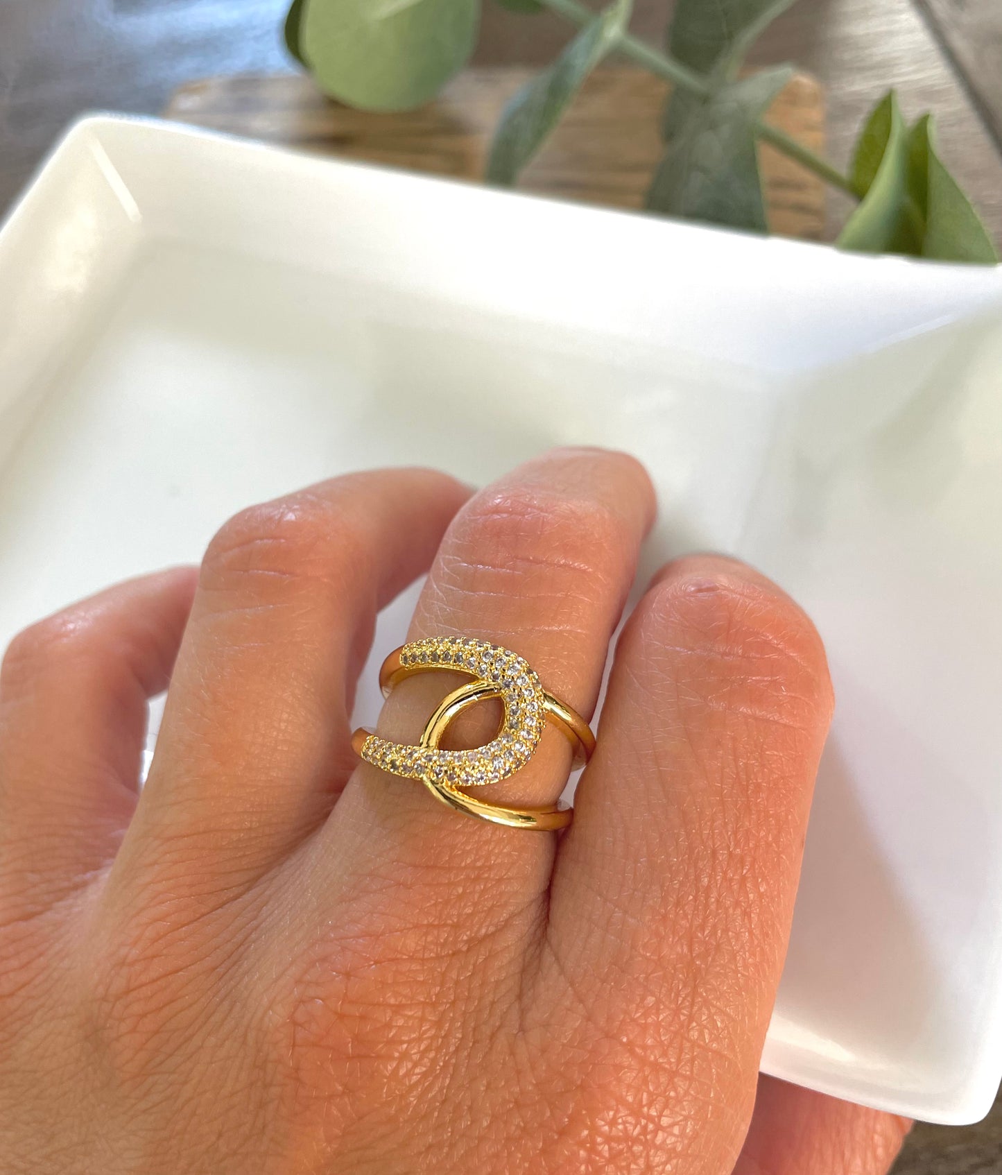 Pave Huggie Ring-Gold