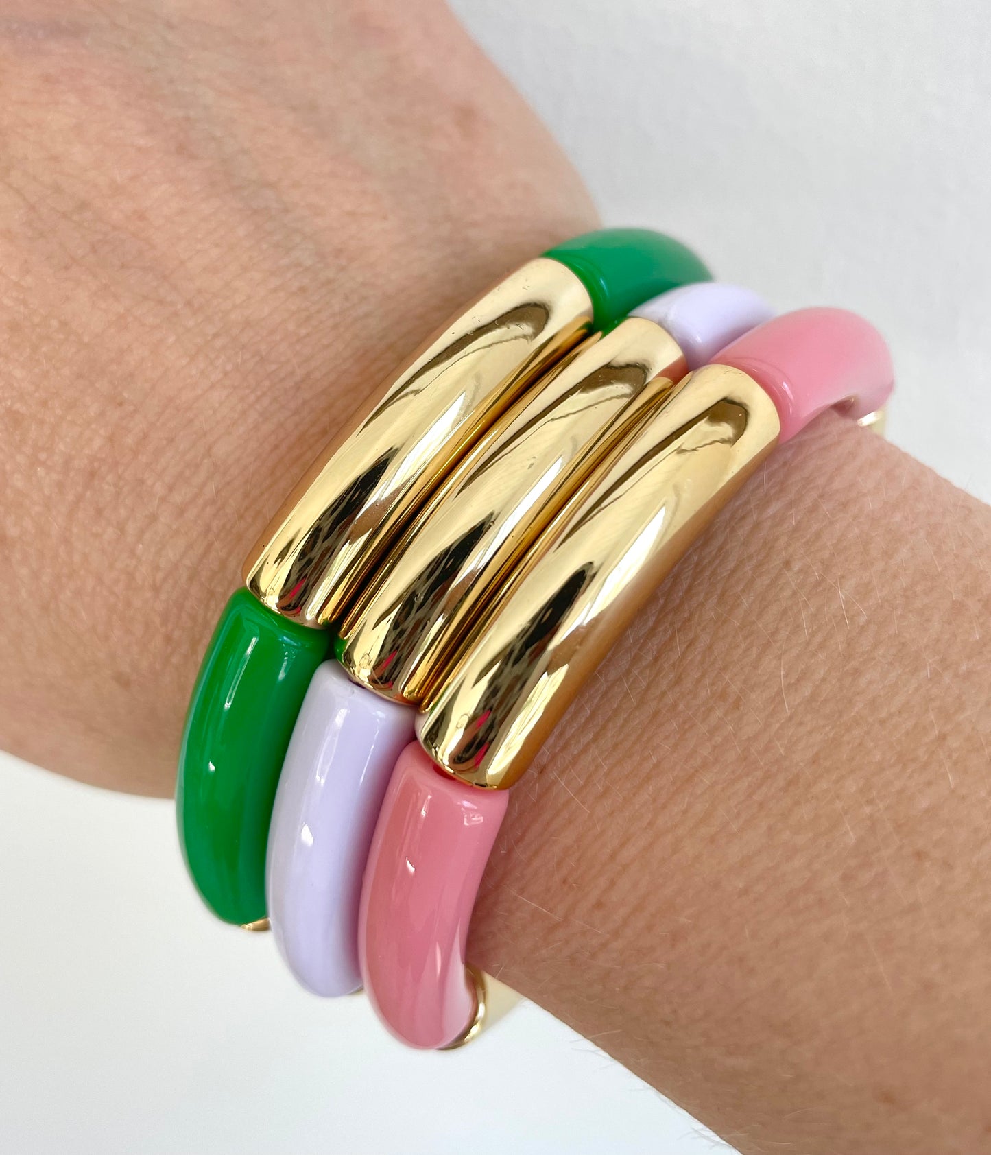 Pink & Gold Tube Bracelet